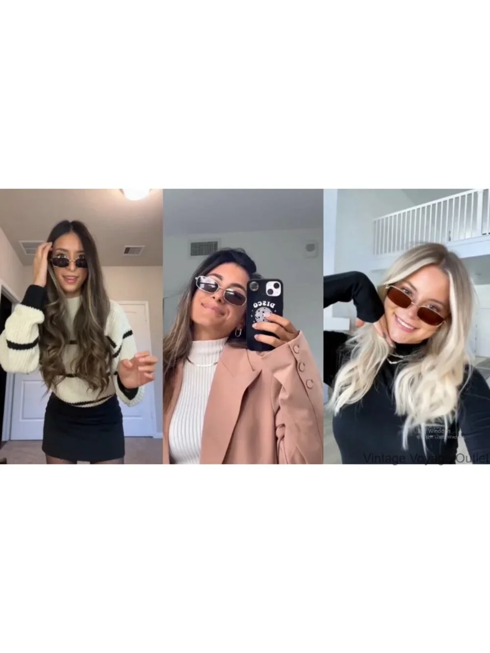 Trendy Thin Rectangle Metal Sunglasses UV400 Protection Y2K Retro